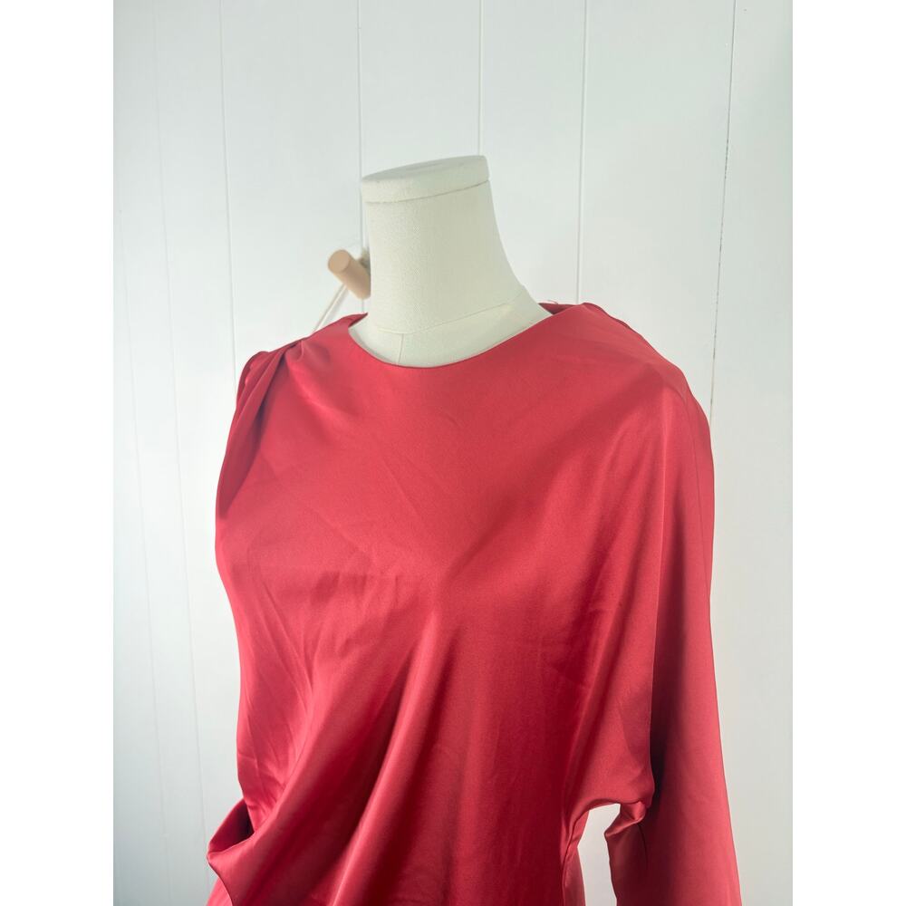 NWT Zara Red Satin One Shoulder Long Sleeve Mini Dress Plus Size XXL - Picture 5 of 13